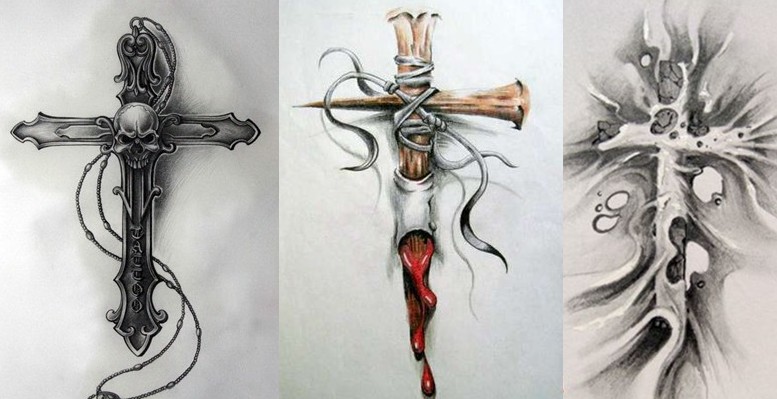 后背逆十字架纹身内容图片分享